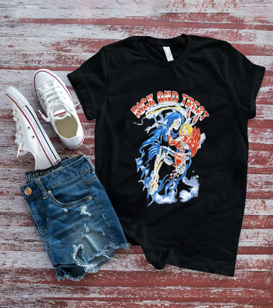 Original Trick And Treat Grim Reaper Bunny Girl Embrace T-Shirt