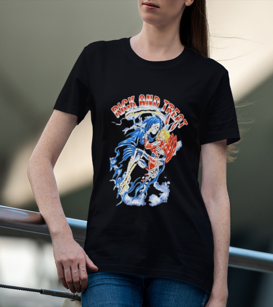 Original Trick And Treat Grim Reaper Bunny Girl Embrace T-Shirt