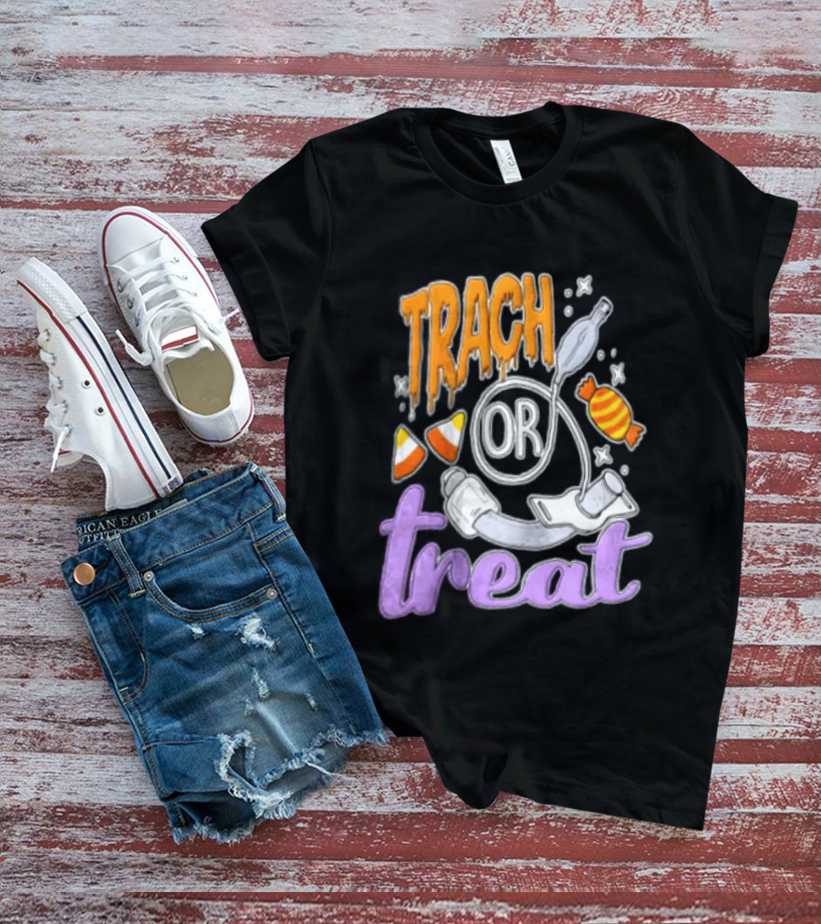 Trach Or Treat Halloween Tracheostomy Medical Candy T-Shirt