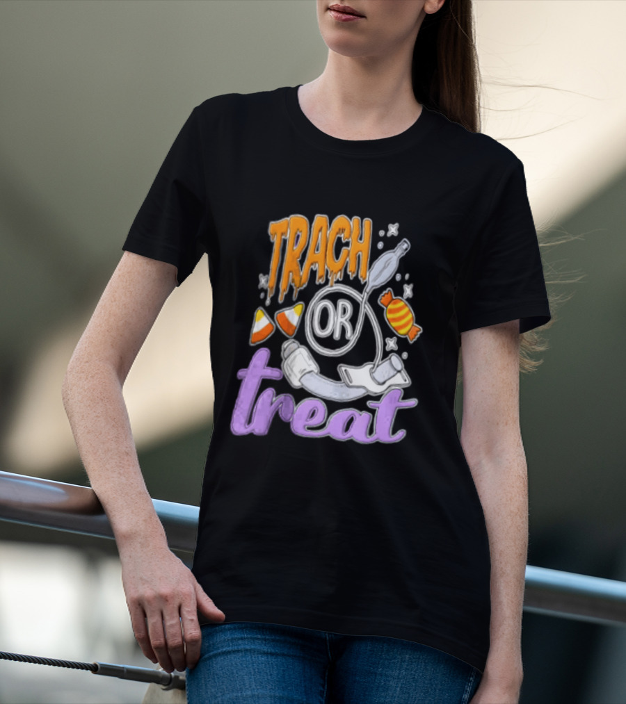 Trach Or Treat Halloween Tracheostomy Medical Candy T-Shirt