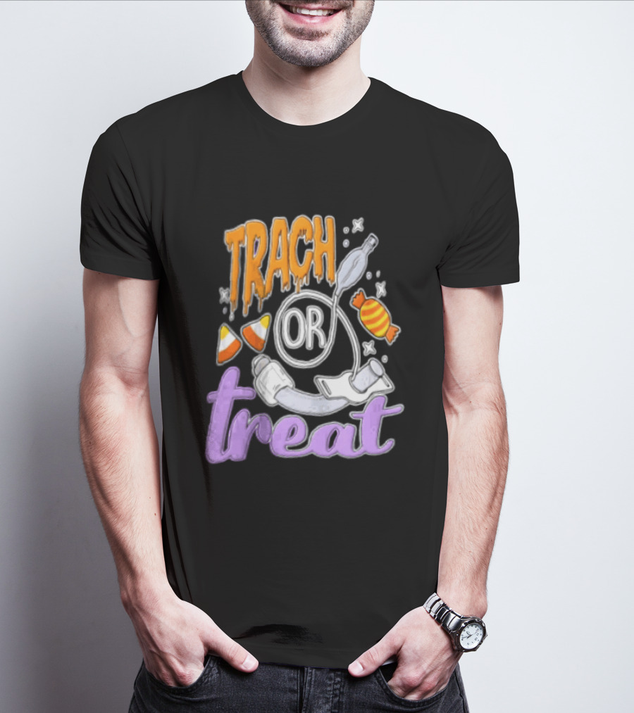 Trach Or Treat Halloween Tracheostomy Medical Candy T-Shirt