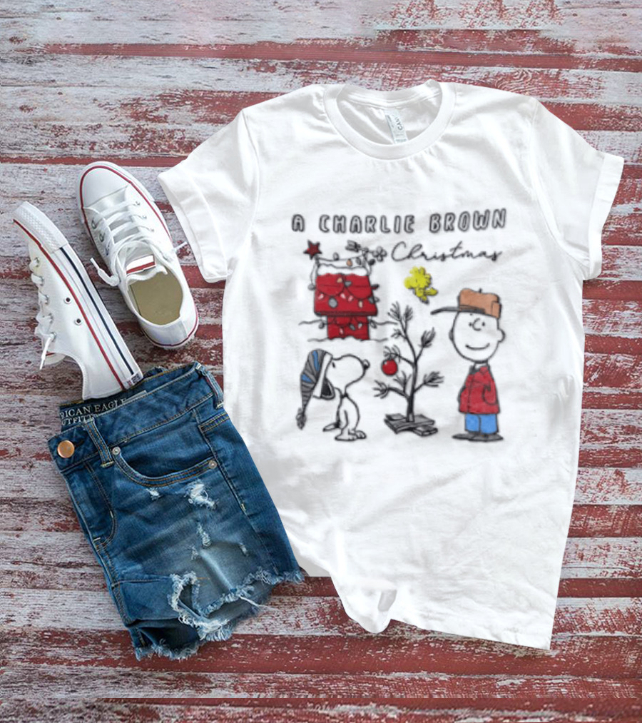A Charlie Brown Christmas Snoopy Woodstock Holiday Scene T-Shirt