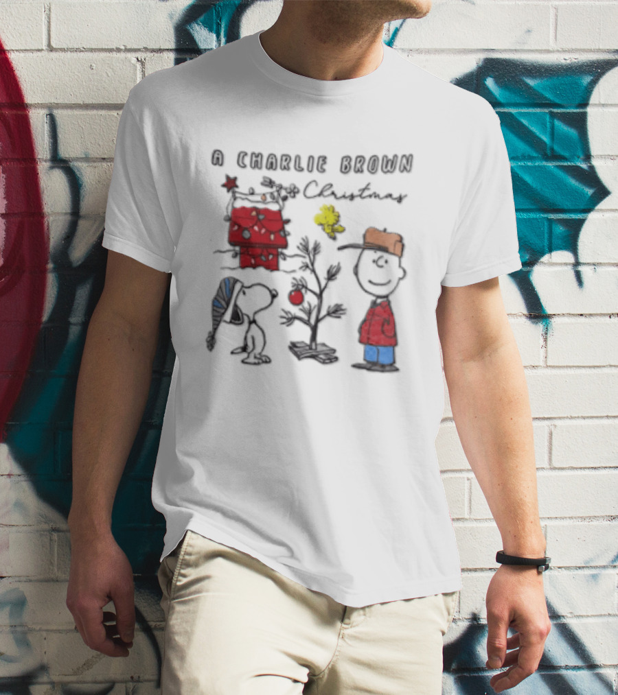 A Charlie Brown Christmas Snoopy Woodstock Holiday Scene T-Shirt