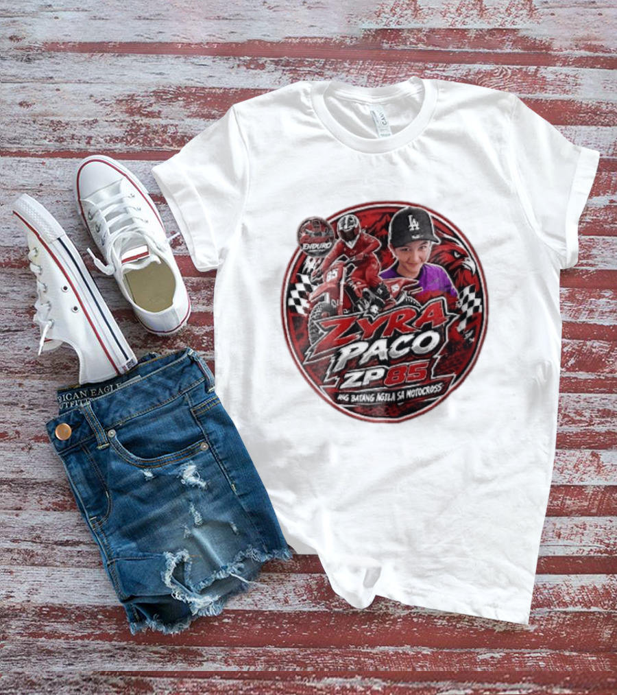 Zyra Paco ZP85 Enduro Ang Batang Agila SA Motocross Dirt Bike Rider Eagle Checkered Flags T-Shirt