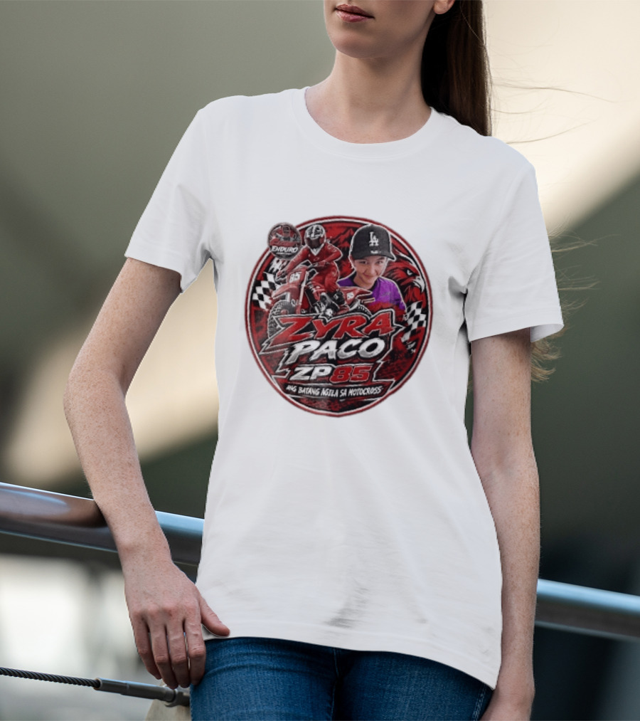 Zyra Paco ZP85 Enduro Ang Batang Agila SA Motocross Dirt Bike Rider Eagle Checkered Flags T-Shirt
