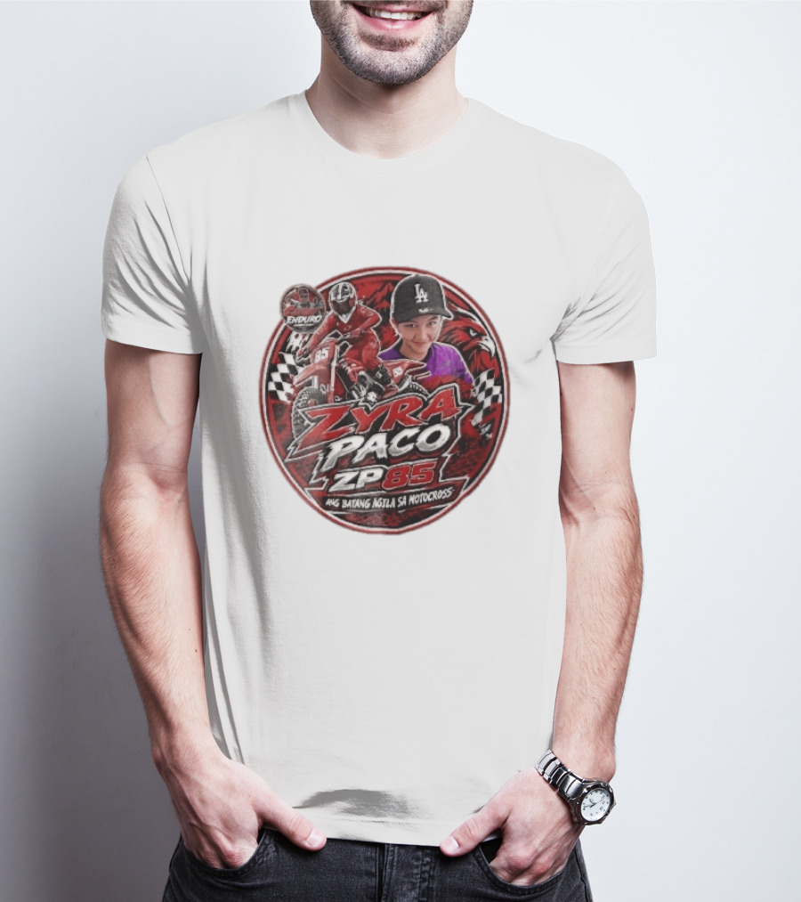 Zyra Paco ZP85 Enduro Ang Batang Agila SA Motocross Dirt Bike Rider Eagle Checkered Flags T-Shirt