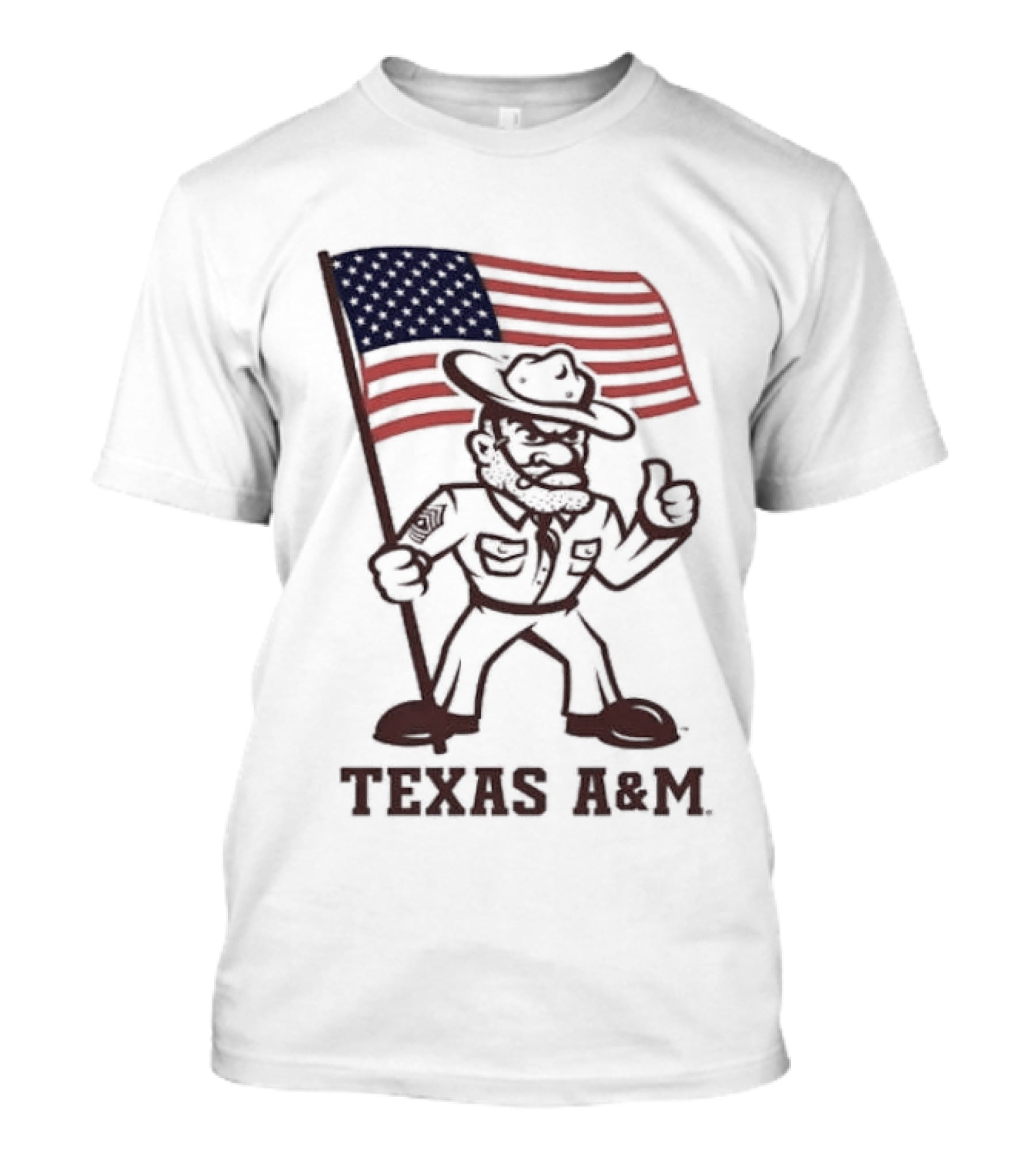 Awesome The Ol' Sarge Collection Texas A&M Maroon USA Flag T-Shirt