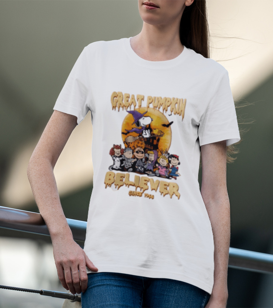 Great Pumpkin Believer Since 1966 Peanuts Halloween Snoopy Woodstock Charlie Brown Linus Sally Lucy Iconic Cartoon T-Shirt