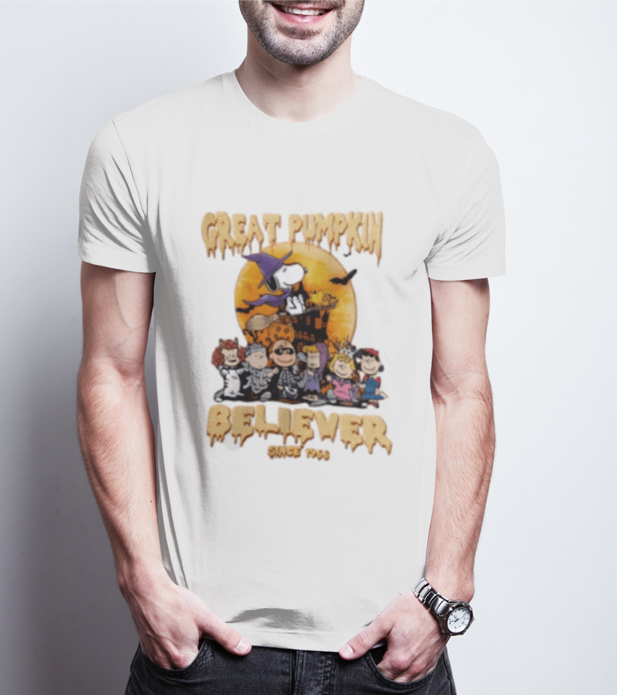 Great Pumpkin Believer Since 1966 Peanuts Halloween Snoopy Woodstock Charlie Brown Linus Sally Lucy Iconic Cartoon T-Shirt