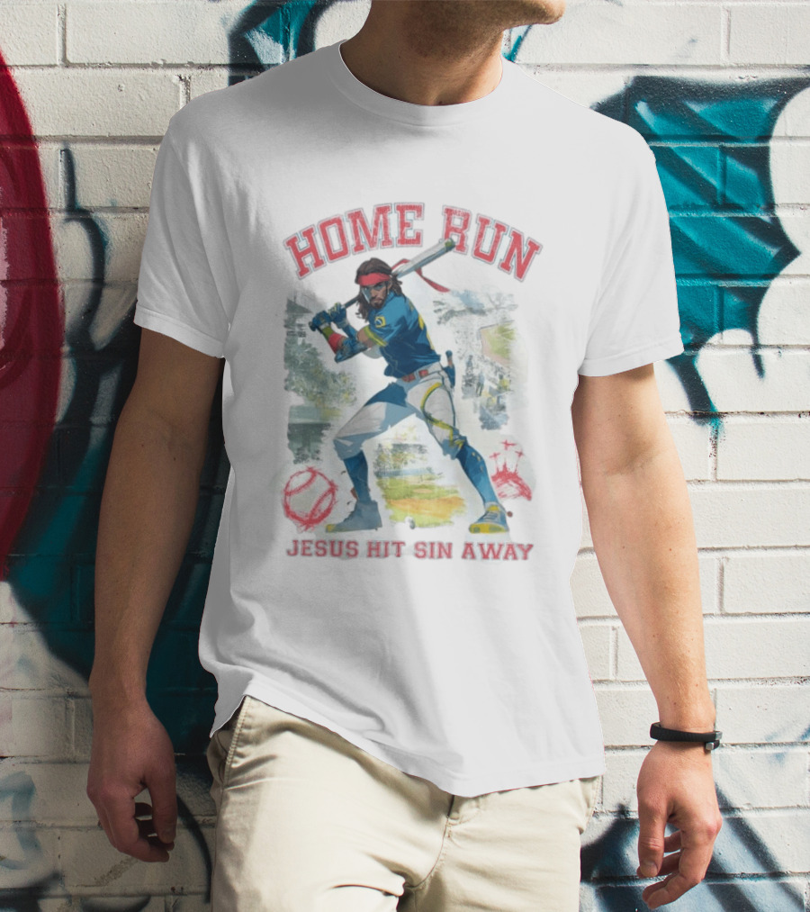 Home Run Jesus Hit Sin Away Baseball Faithful Player T-Shirt