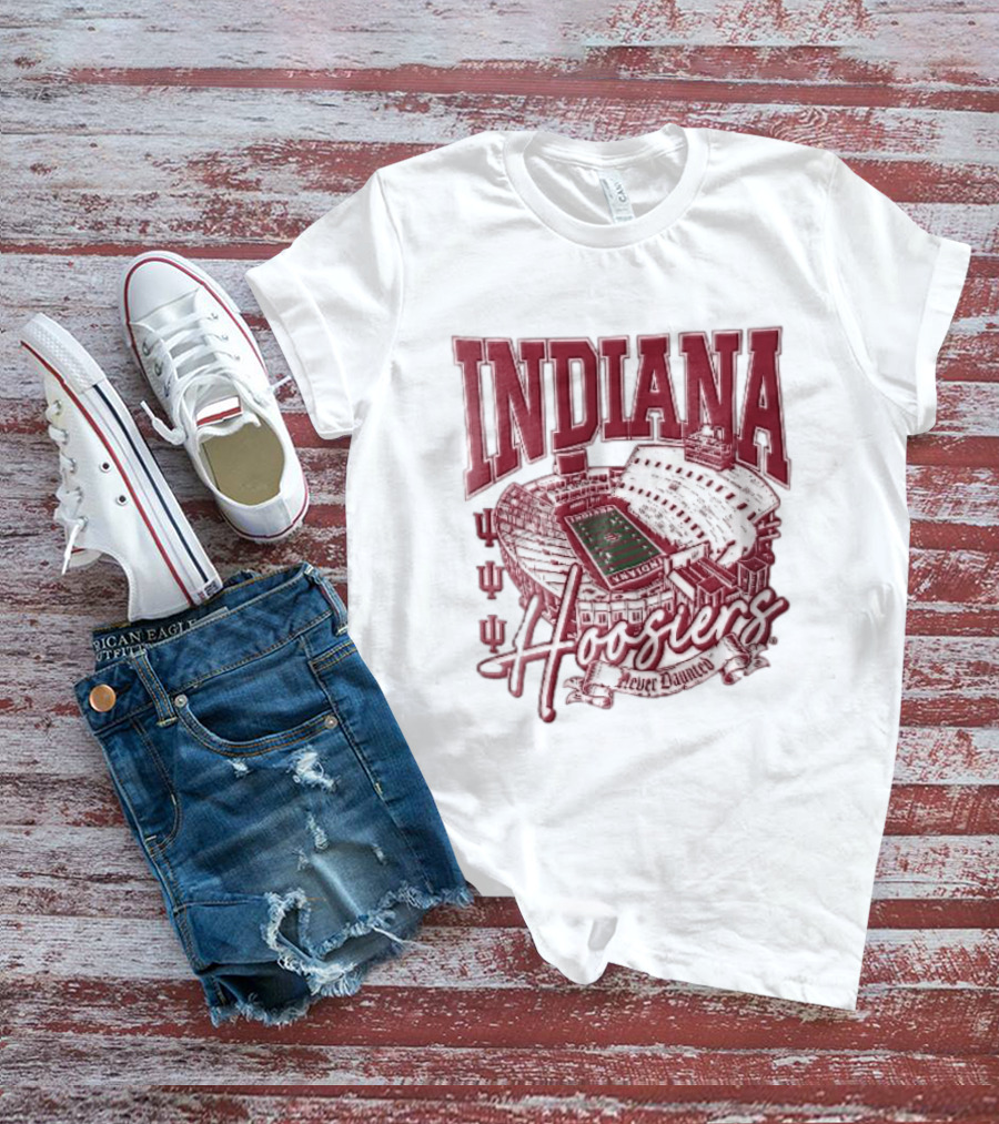 Indiana Hoosiers Never Daunted Memorial Stadium Aerial View Football Field Banner T-Shirt