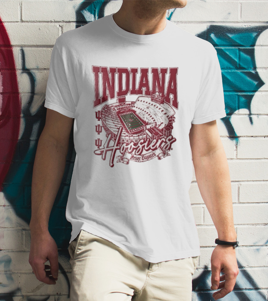 Indiana Hoosiers Never Daunted Memorial Stadium Aerial View Football Field Banner T-Shirt