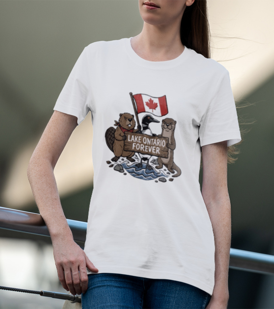 Lake Ontario Forever Canadian Flag Beaver Goose Otter T-Shirt