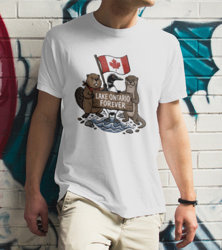 Lake Ontario Forever Canadian Flag Beaver Goose Otter T-Shirt