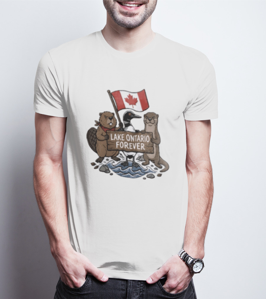 Lake Ontario Forever Canadian Flag Beaver Goose Otter T-Shirt