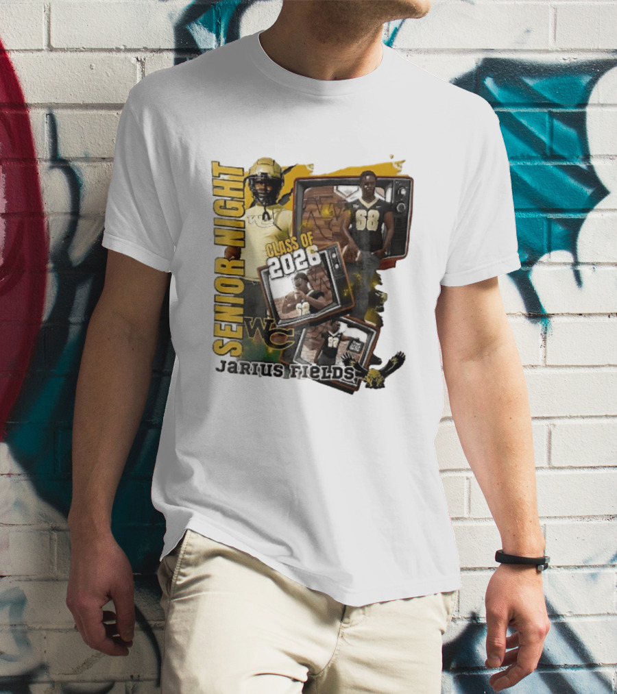 Senior Night Jarius Fields Class Of 2026 WC Football Player Collage T-Shirt