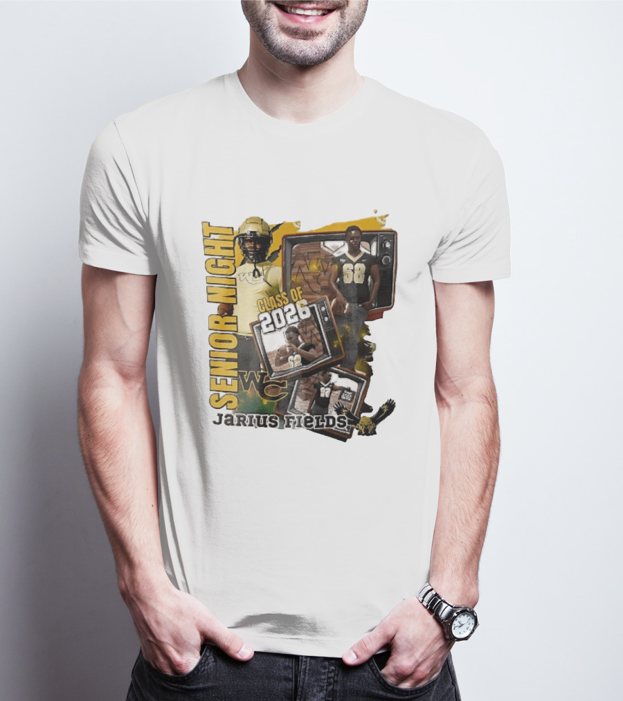 Senior Night Jarius Fields Class Of 2026 WC Football Player Collage T-Shirt