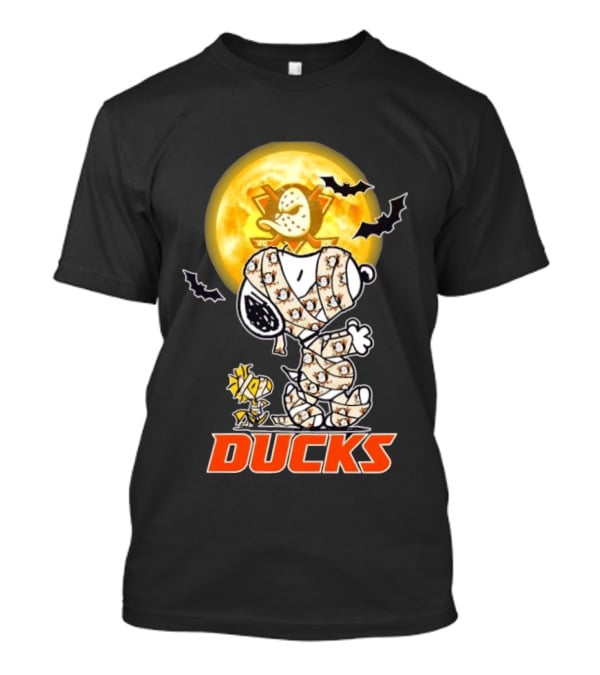 Anaheim Ducks X Snoopy And Woodstock Cosplay Mummy Halloween T-Shirt