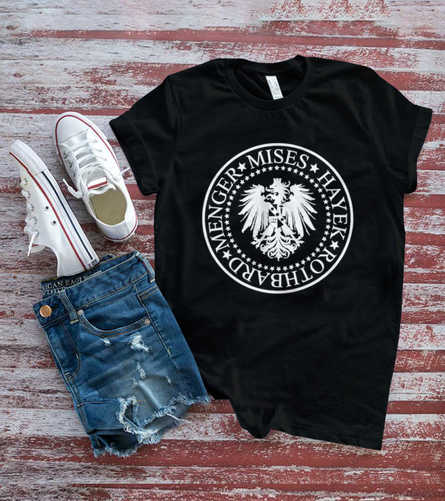 Austrian School Of Economics Mises Hayek Rothbard Menger Crest T-Shirt