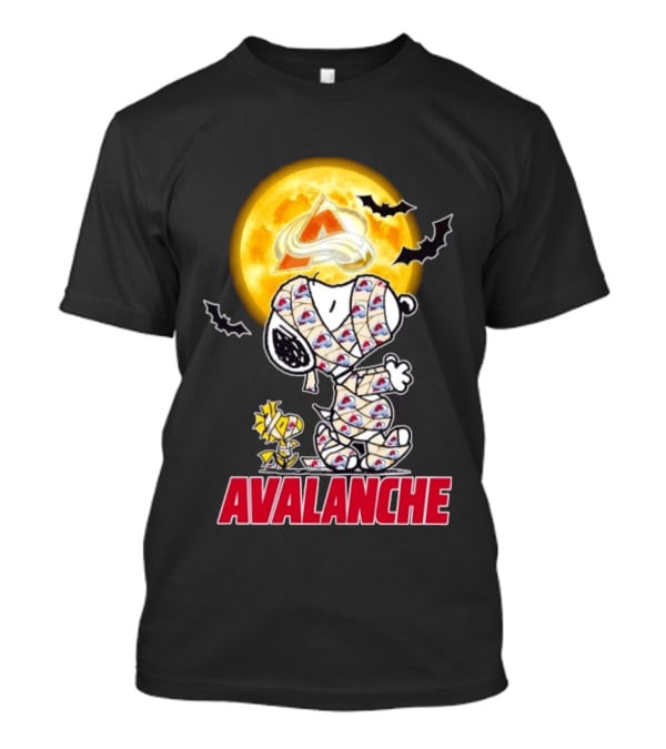 Colorado Avalanche Snoopy Woodstock Halloween Mummy Full Moon Bats T-Shirt