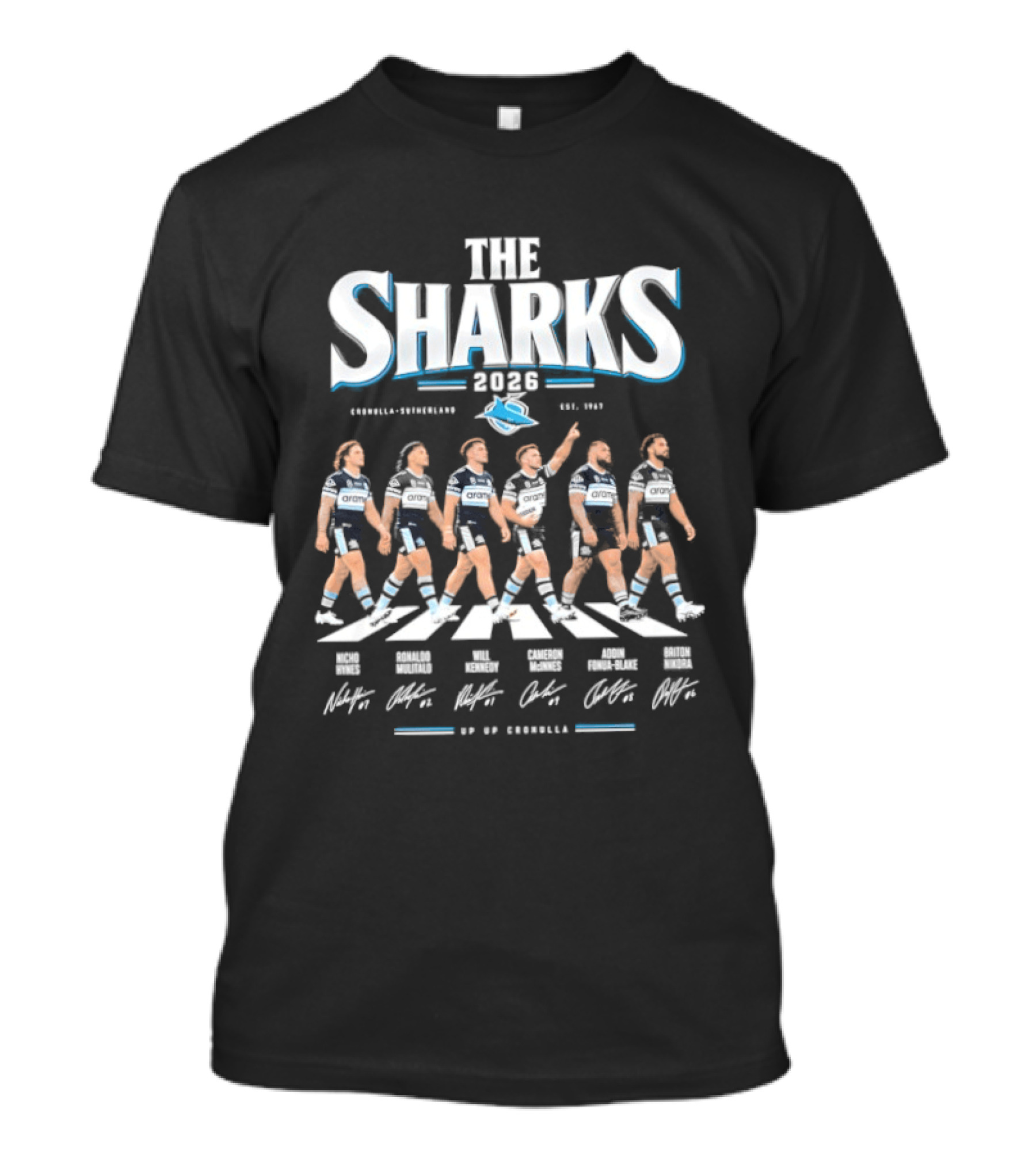 Cronulla Sutherland The Sharks 2026 Abbey Road Rugby Team Crossing T-Shirt