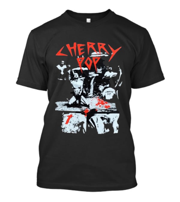 Iamjmsn Store Cherry Pop Black Vintage Rock Aesthetic T-Shirt