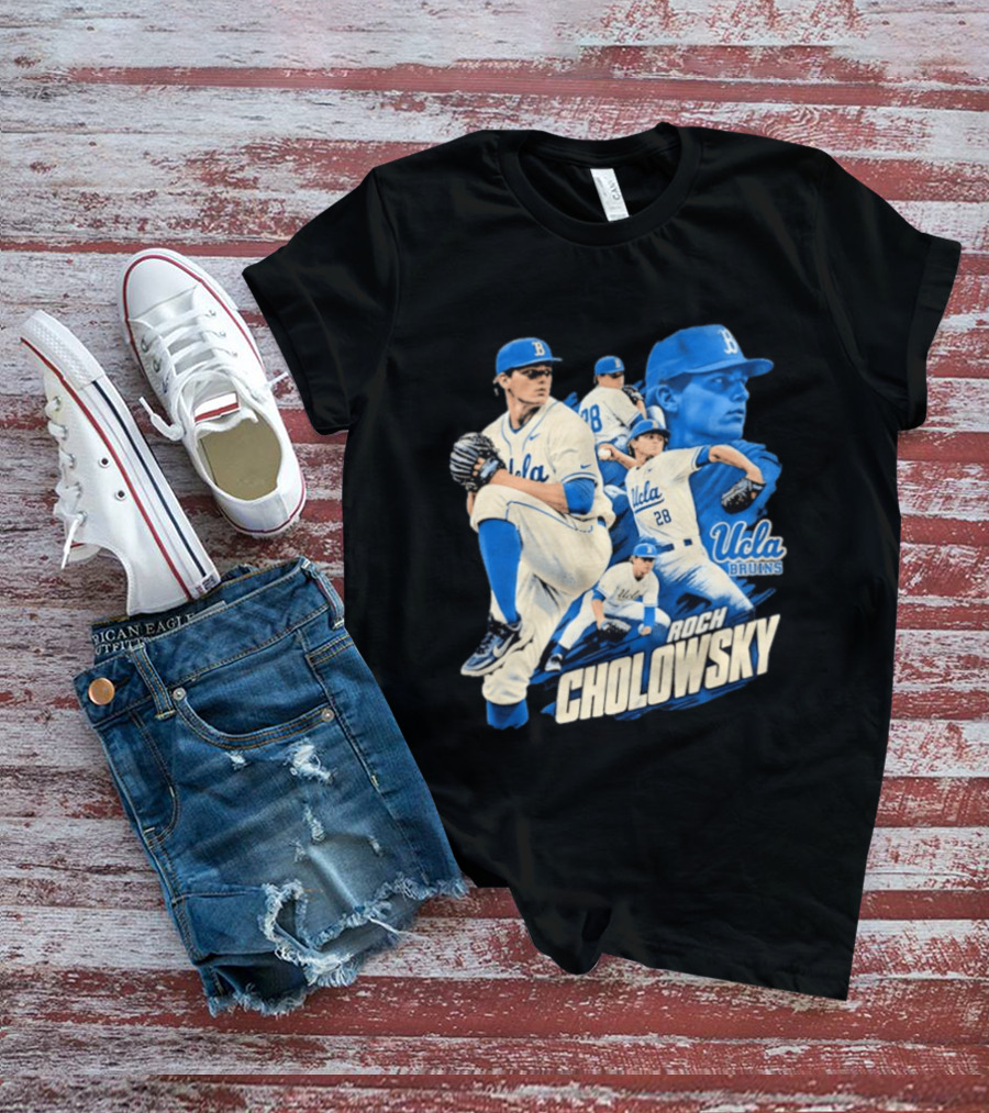 UCLA Bruins Roch Cholowsky 2026 Player Collage Baseball Pitcher Collection T-Shirt