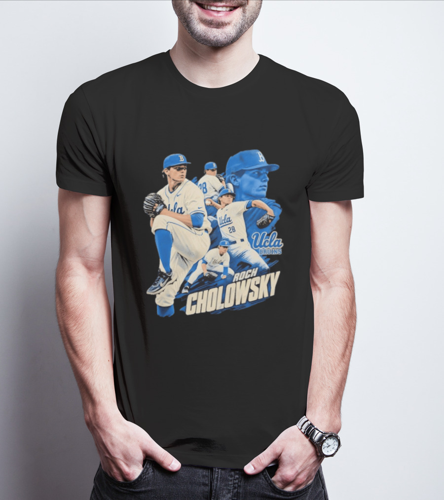UCLA Bruins Roch Cholowsky 2026 Player Collage Baseball Pitcher Collection T-Shirt