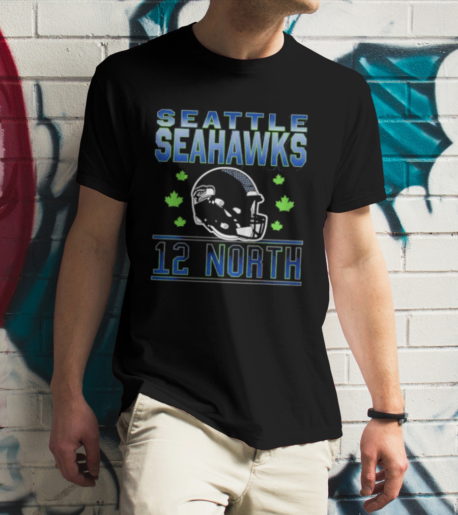 Seattle Seahawks 12 North Helmet Fall Leaves T-Shirt