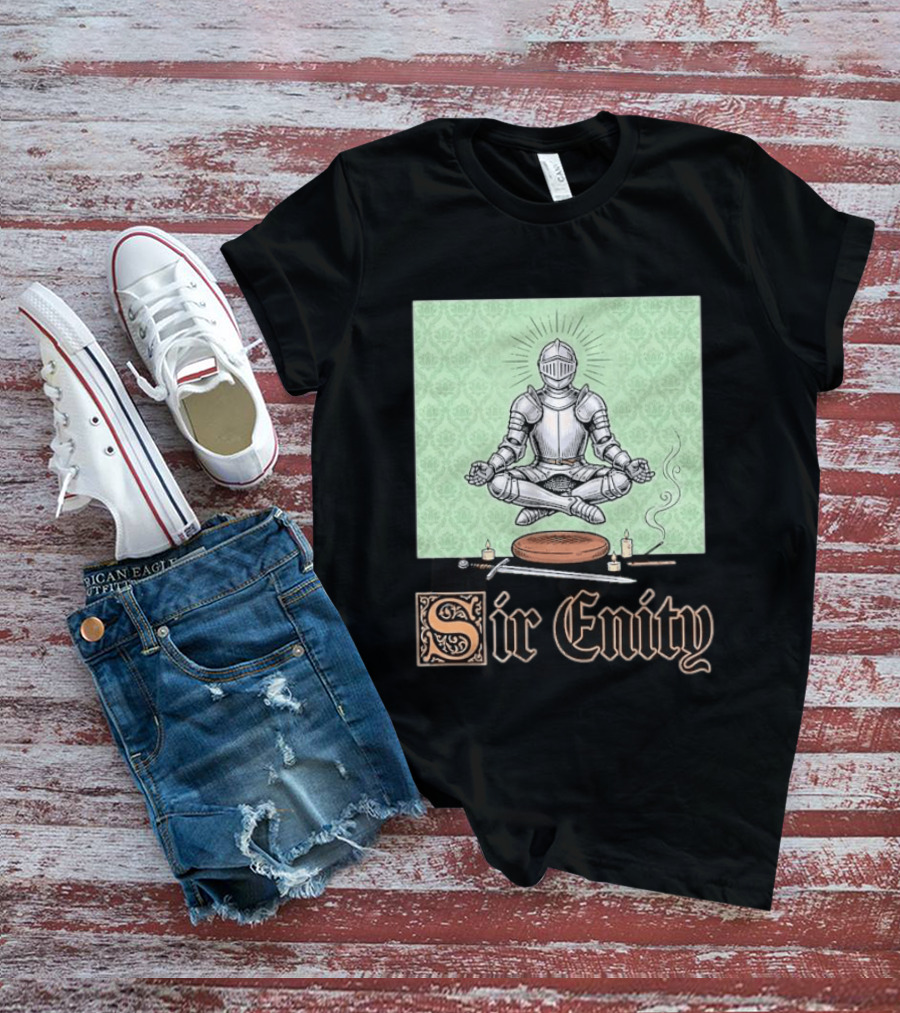 Sir Enity Knight In Meditation With Vintage Design And Candle Accents T-Shirt