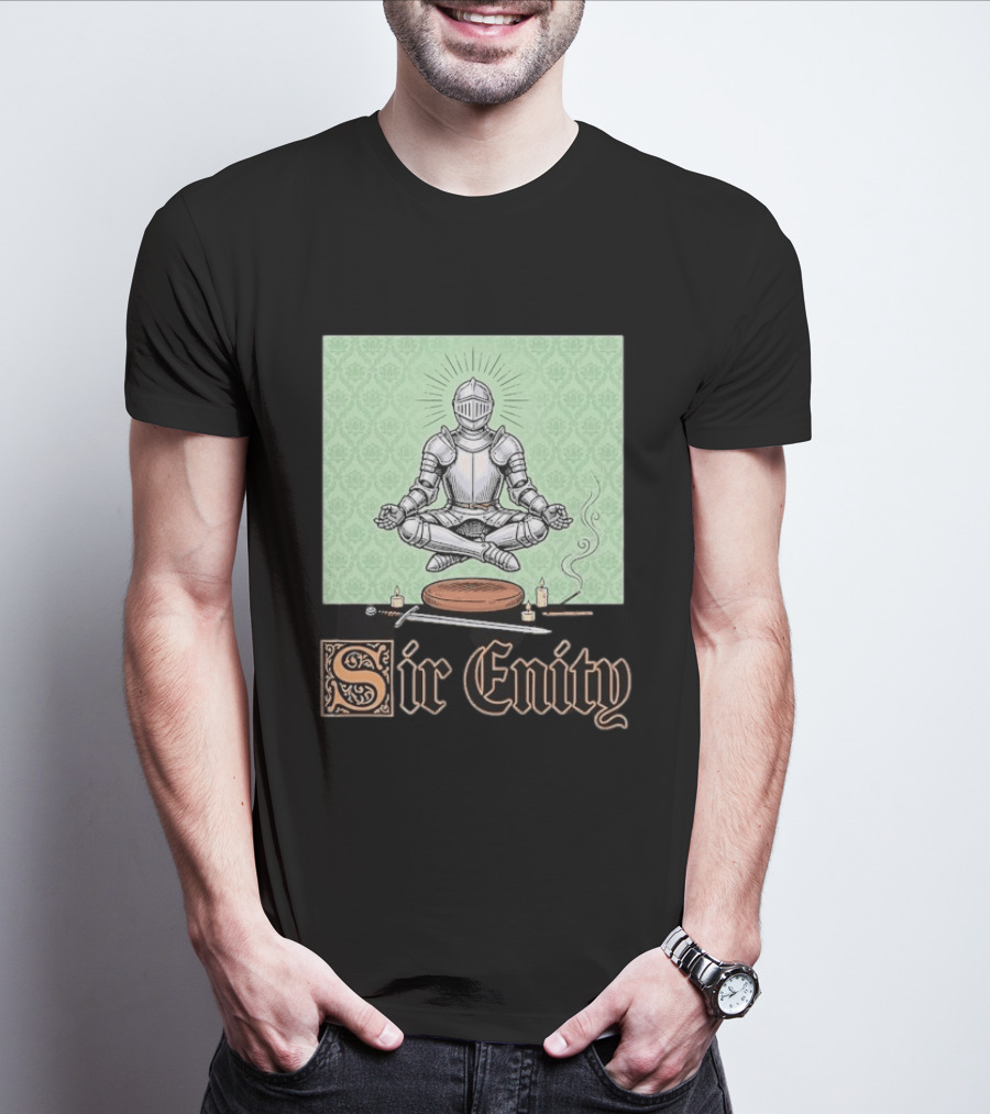 Sir Enity Knight In Meditation With Vintage Design And Candle Accents T-Shirt