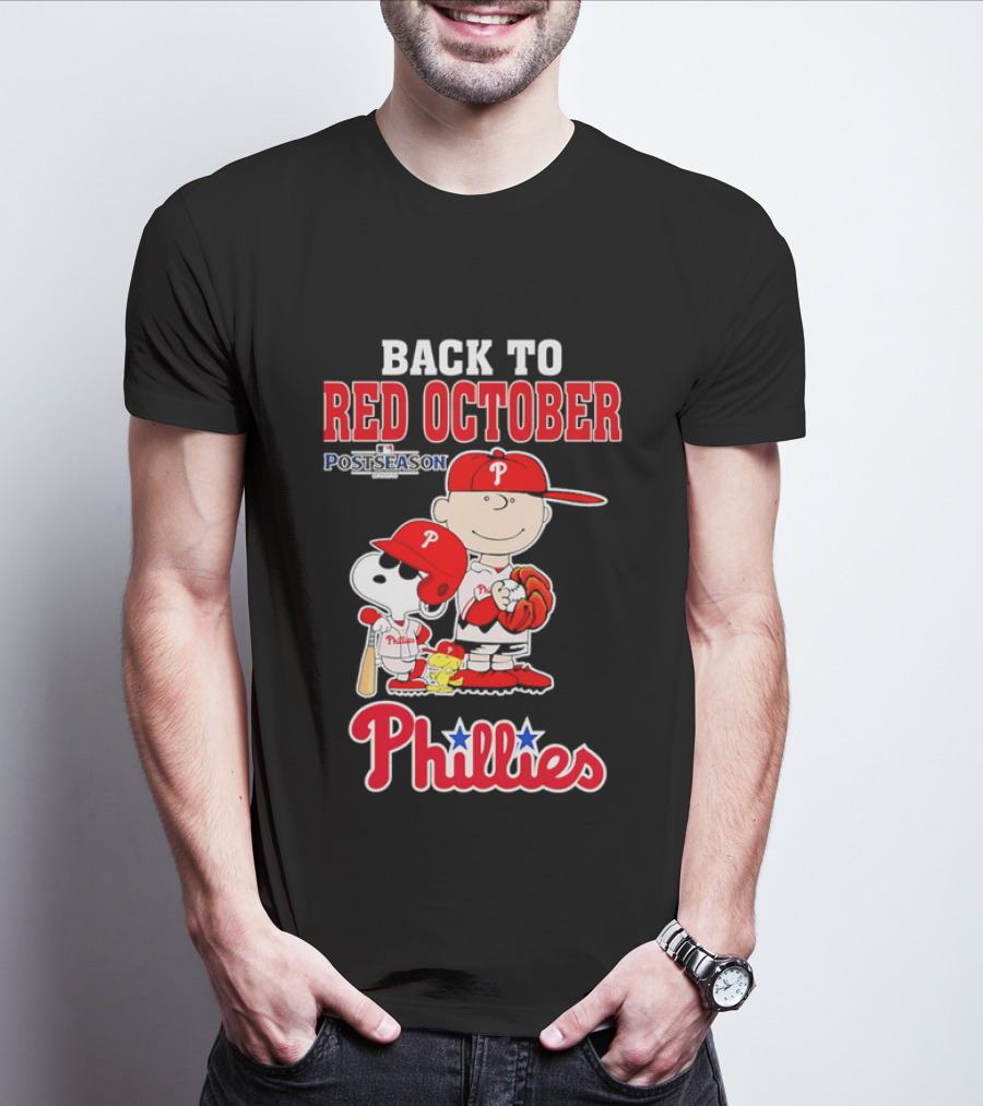 Snoopy Back To Red October Postseason Philadelphia Phillies MLB Playoffs Fan Gear T-Shirt