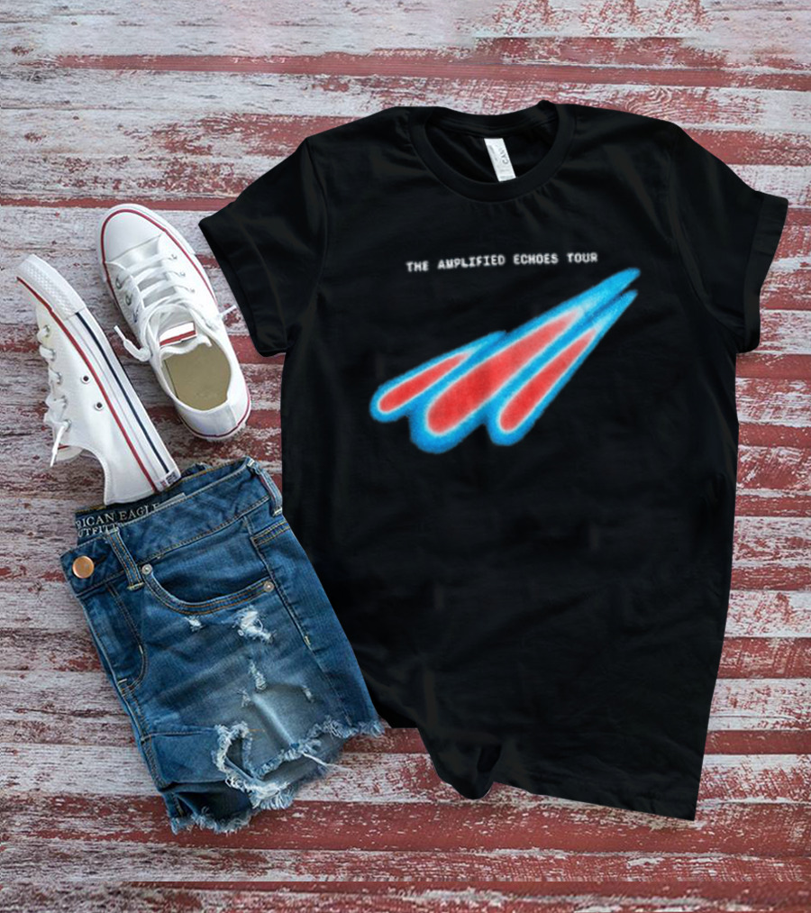 Manchester Orchestra The Amplified Echoes Tour Vibrant Blue Red Streaks T-Shirt