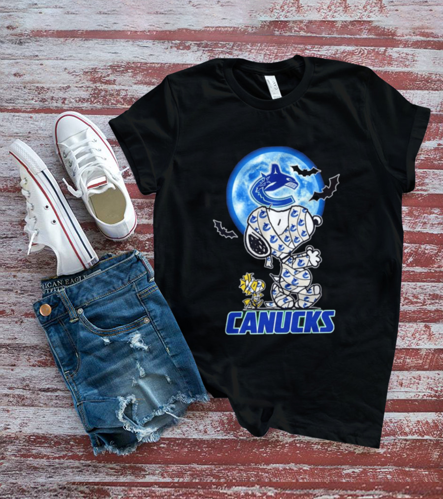Vancouver Canucks Snoopy And Woodstock Mummy Halloween T-Shirt