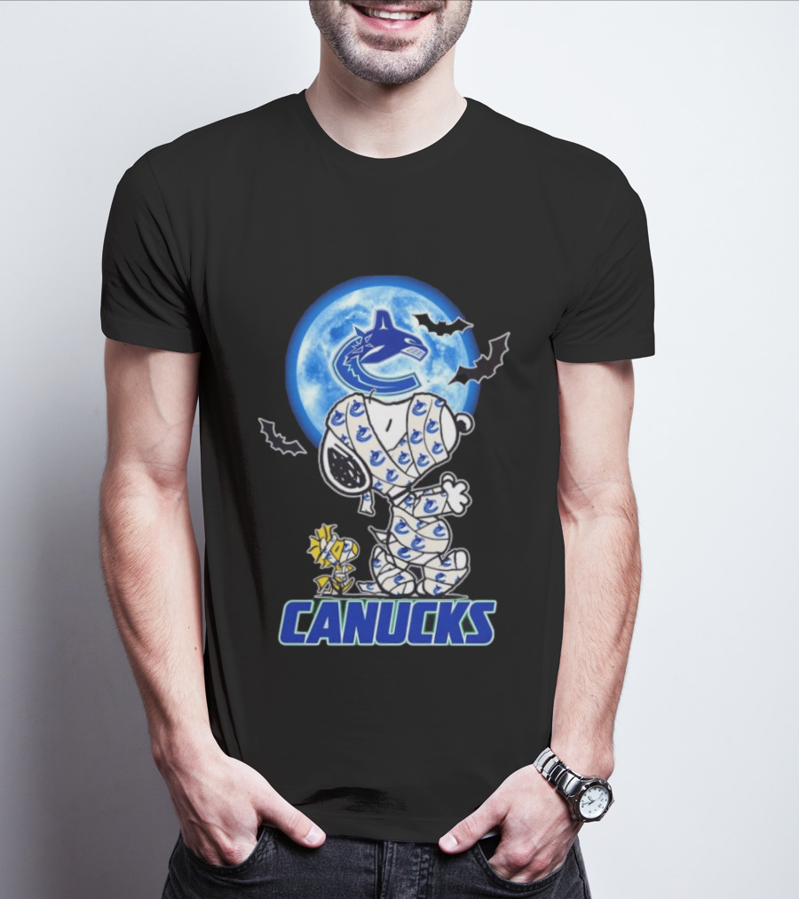 Vancouver Canucks Snoopy And Woodstock Mummy Halloween T-Shirt