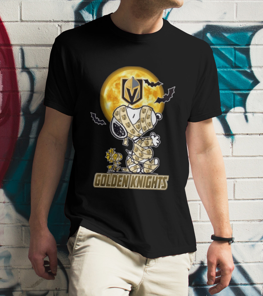Vegas Golden Knights Snoopy Woodstock Mummy Halloween Moon T-Shirt