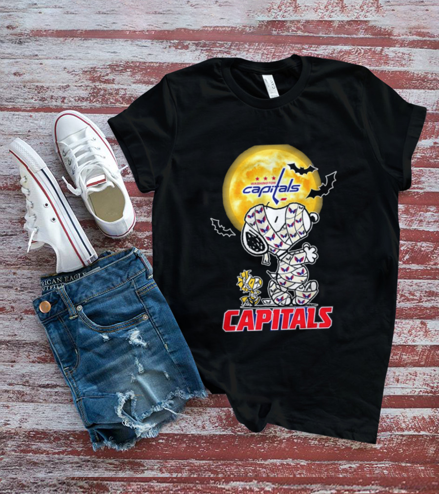 Washington Capitals Snoopy Woodstock Halloween Mummy Cosplay T-Shirt