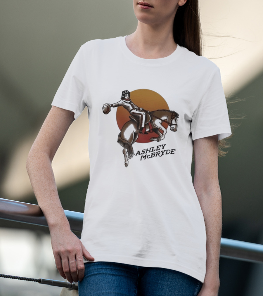 Ashley McBryde Bucking Cowgirl Vintage Sunset Rider T-Shirt