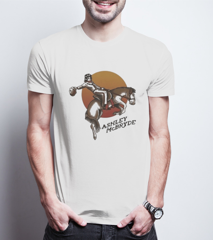Ashley McBryde Bucking Cowgirl Vintage Sunset Rider T-Shirt