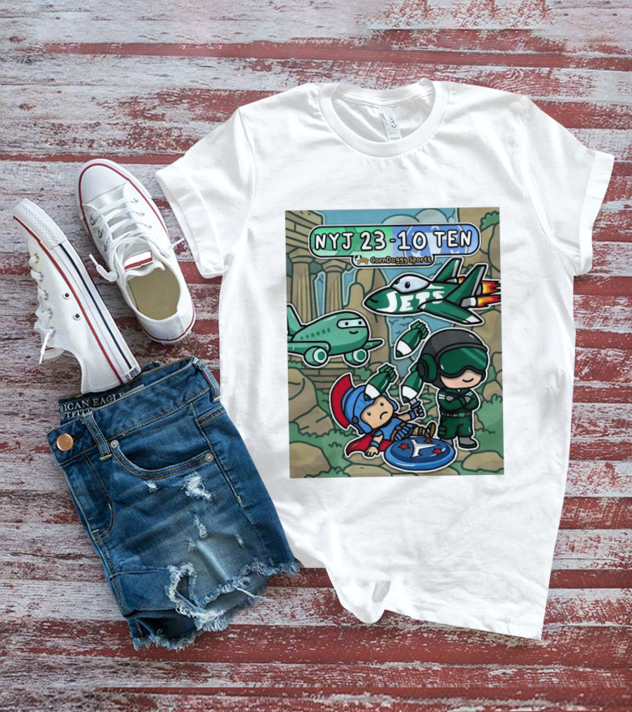 NYJ 23 10 TEN CornDoggy Sports New York Jets Tennessee Titans Fan T-Shirt