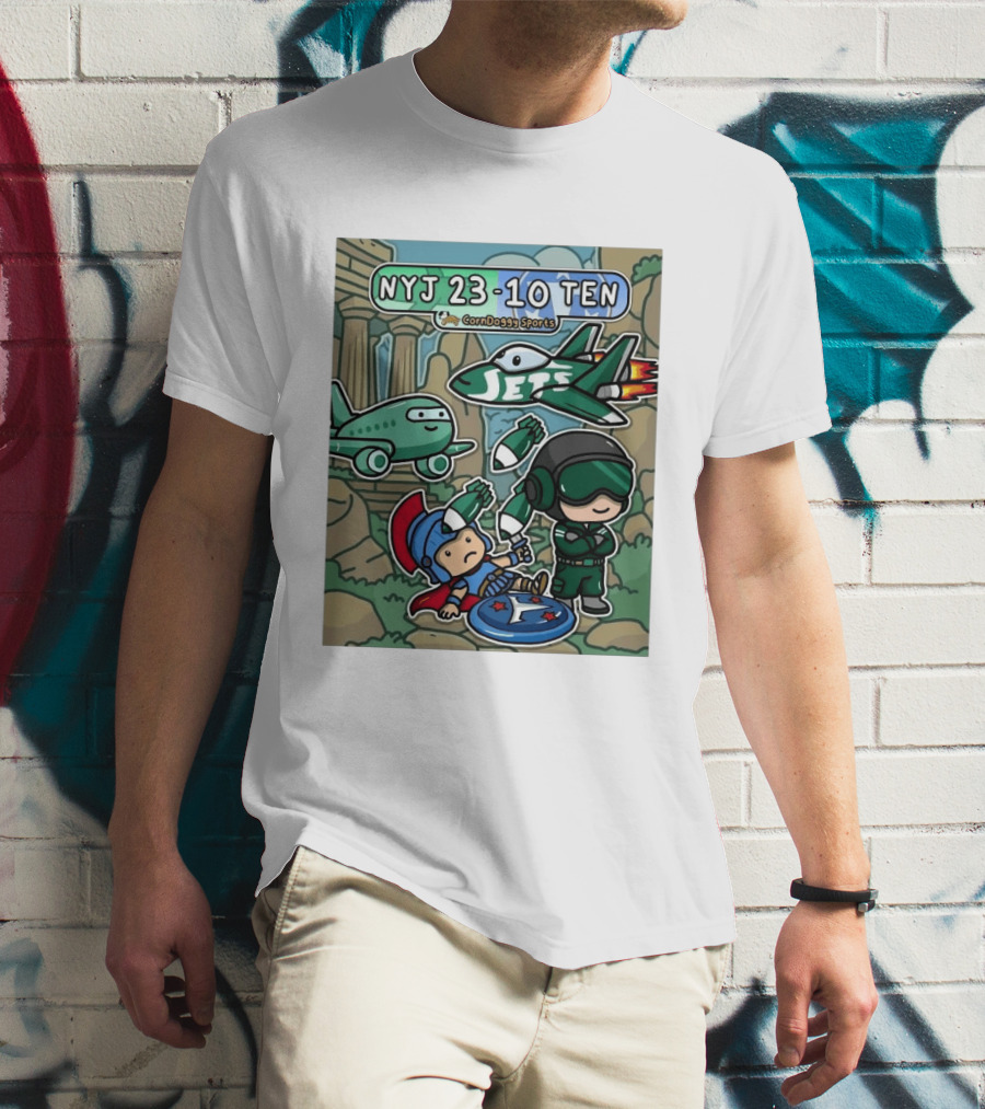 NYJ 23 10 TEN CornDoggy Sports New York Jets Tennessee Titans Fan T-Shirt