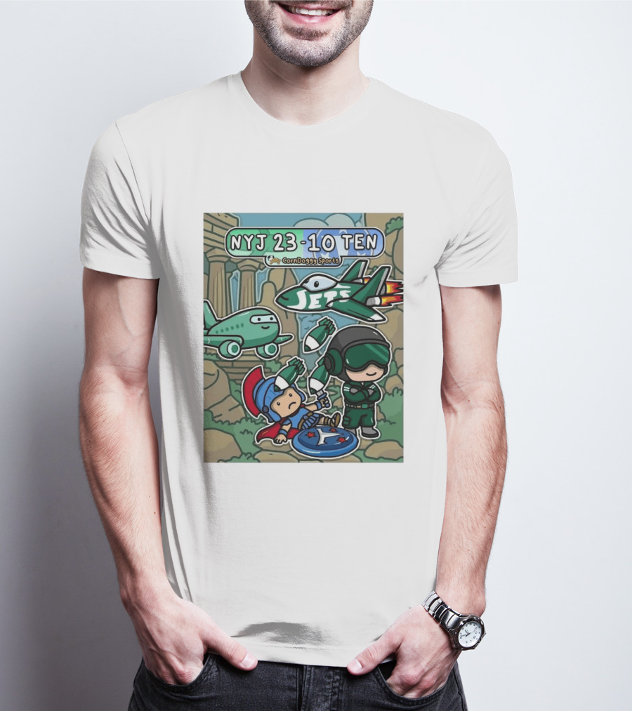 NYJ 23 10 TEN CornDoggy Sports New York Jets Tennessee Titans Fan T-Shirt
