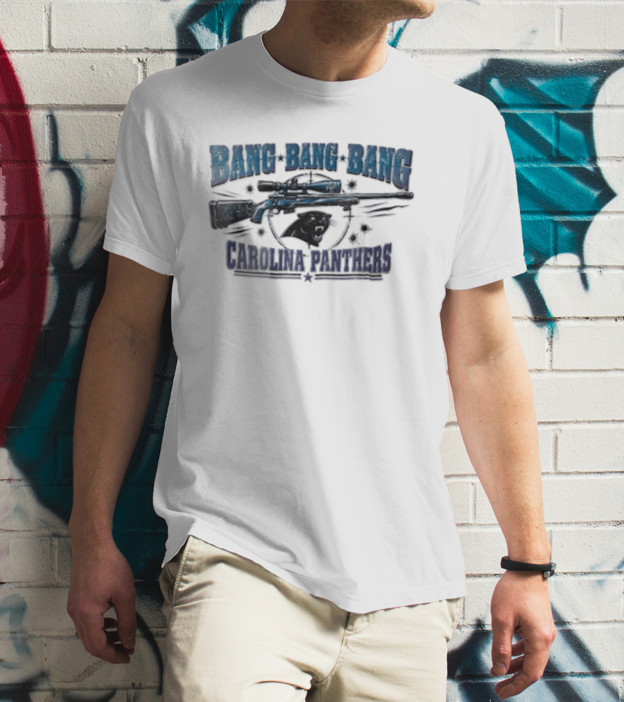 Bang Bang Bang Carolina Panthers Sniper Rifle Target Bullet Holes T-Shirt
