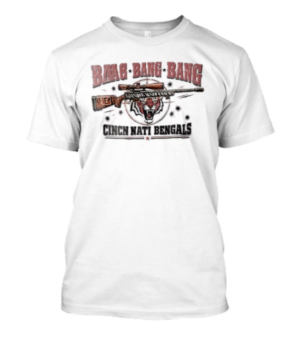 Cincinnati Bengals Baag Bang Bang Sniper Rifle Tiger Head Distressed T-Shirt