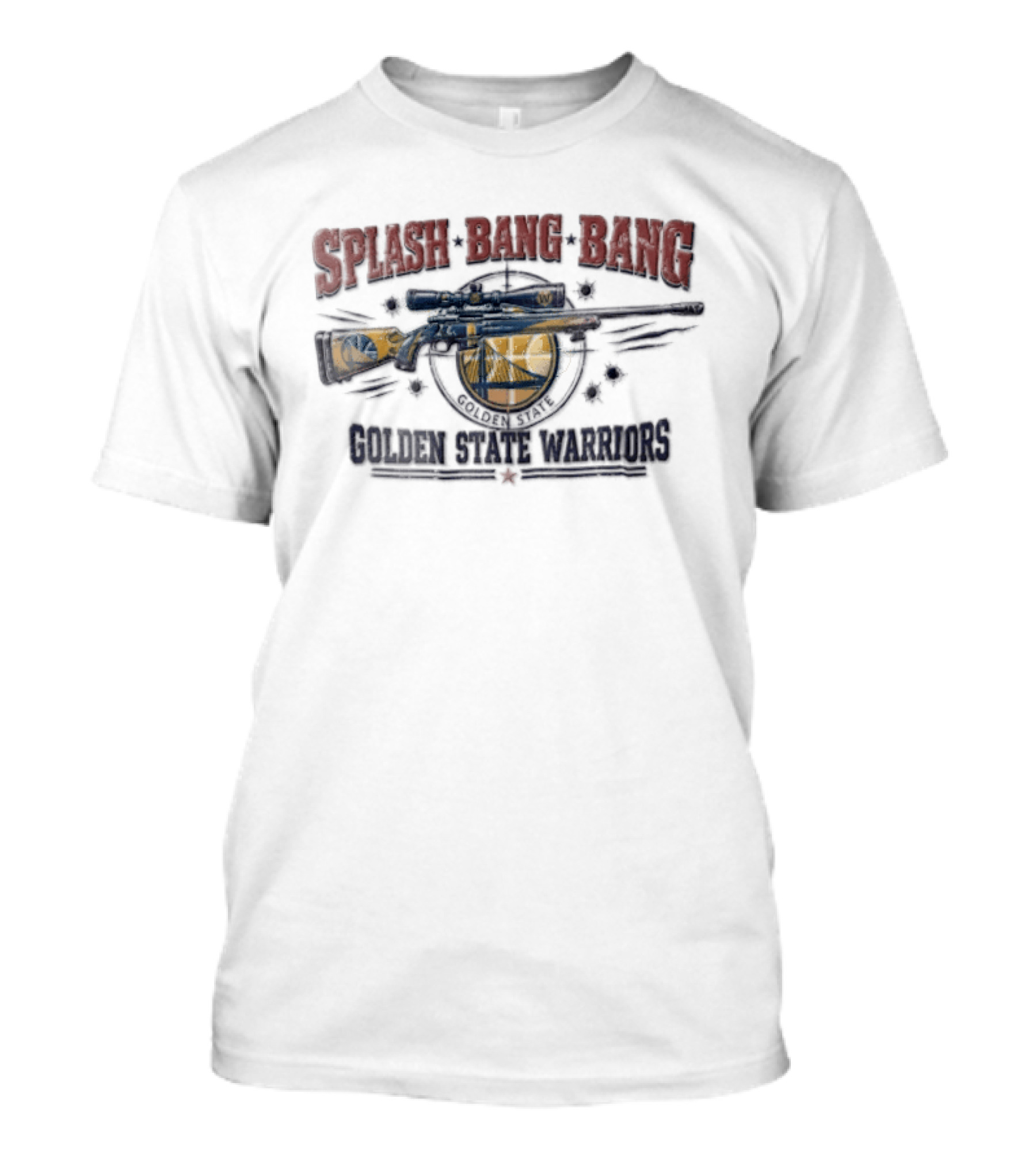 Splash Bang Bang Golden State Warriors Sniper Scope Bullet Holes T-Shirt