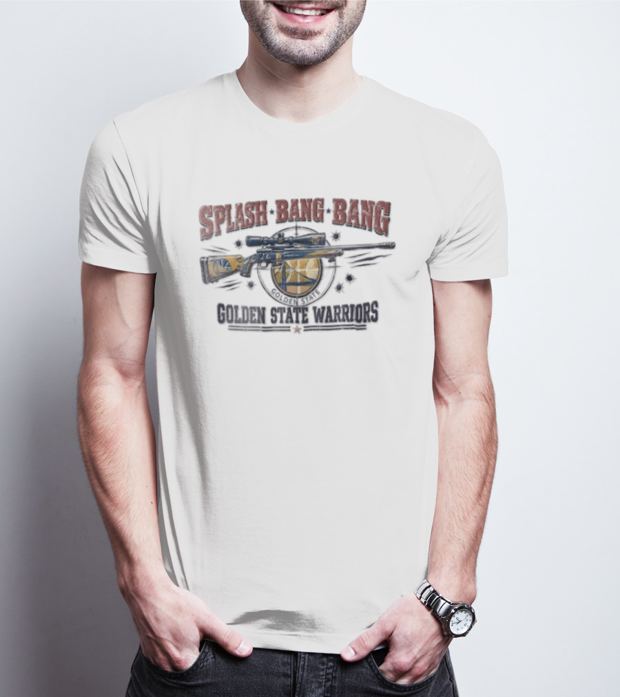 Splash Bang Bang Golden State Warriors Sniper Scope Bullet Holes T-Shirt