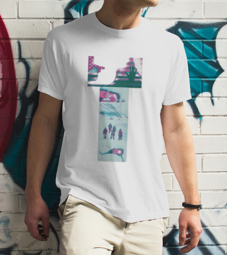 Hydeforce Taxpayer White Patriotic Exploration Flag And Arctic Adventure Scene T-Shirt
