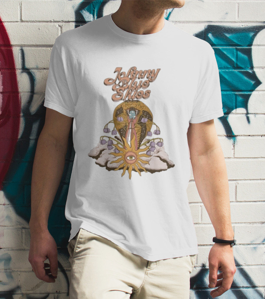 Johnny Blue Skies Snake Vintage Psychedelic Sunflower And Clouds T-Shirt