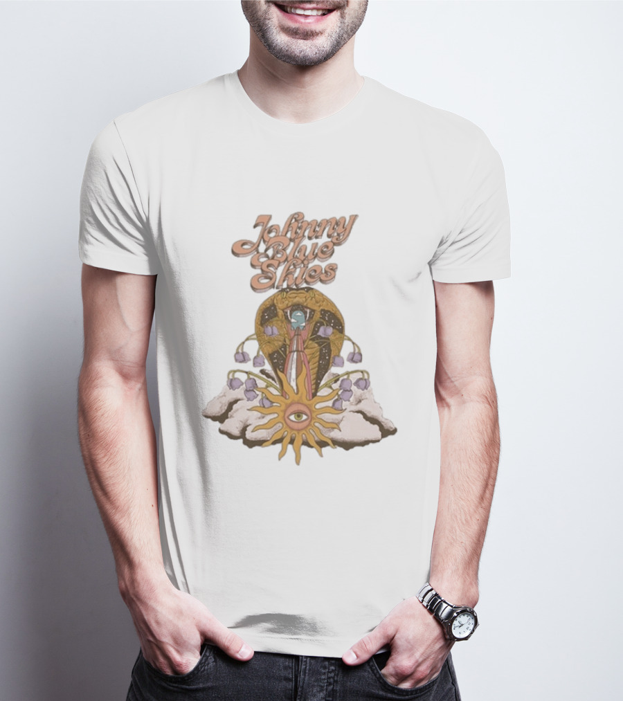 Johnny Blue Skies Snake Vintage Psychedelic Sunflower And Clouds T-Shirt