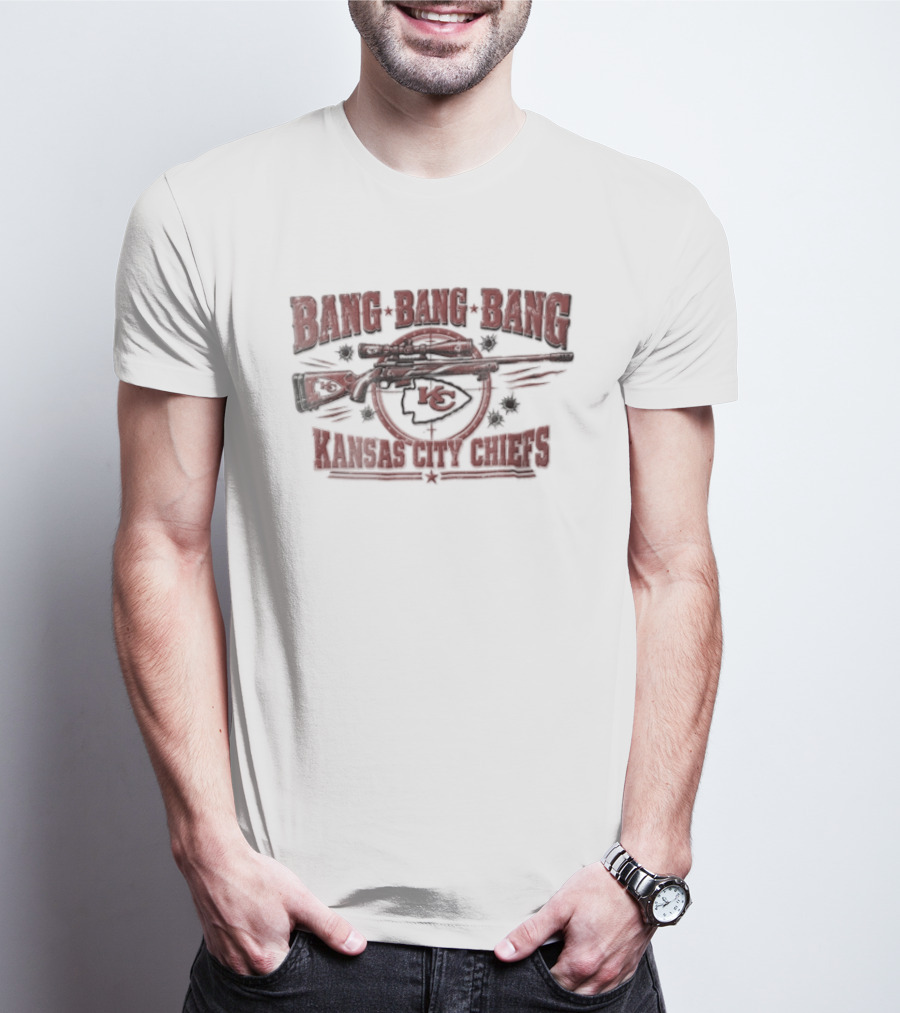 Kansas City Chiefs Bang Bang Bang Sniper Rifle Bullet Holes T-Shirt